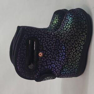 Bogs Kids Black Iridescent Leopard Print Boots
